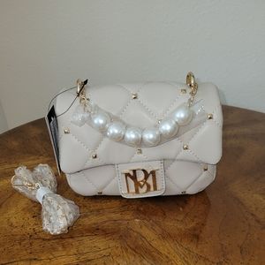 BADGLEY MISCHKA QUILTED Studded Crossbody Bag, Off White, NWT